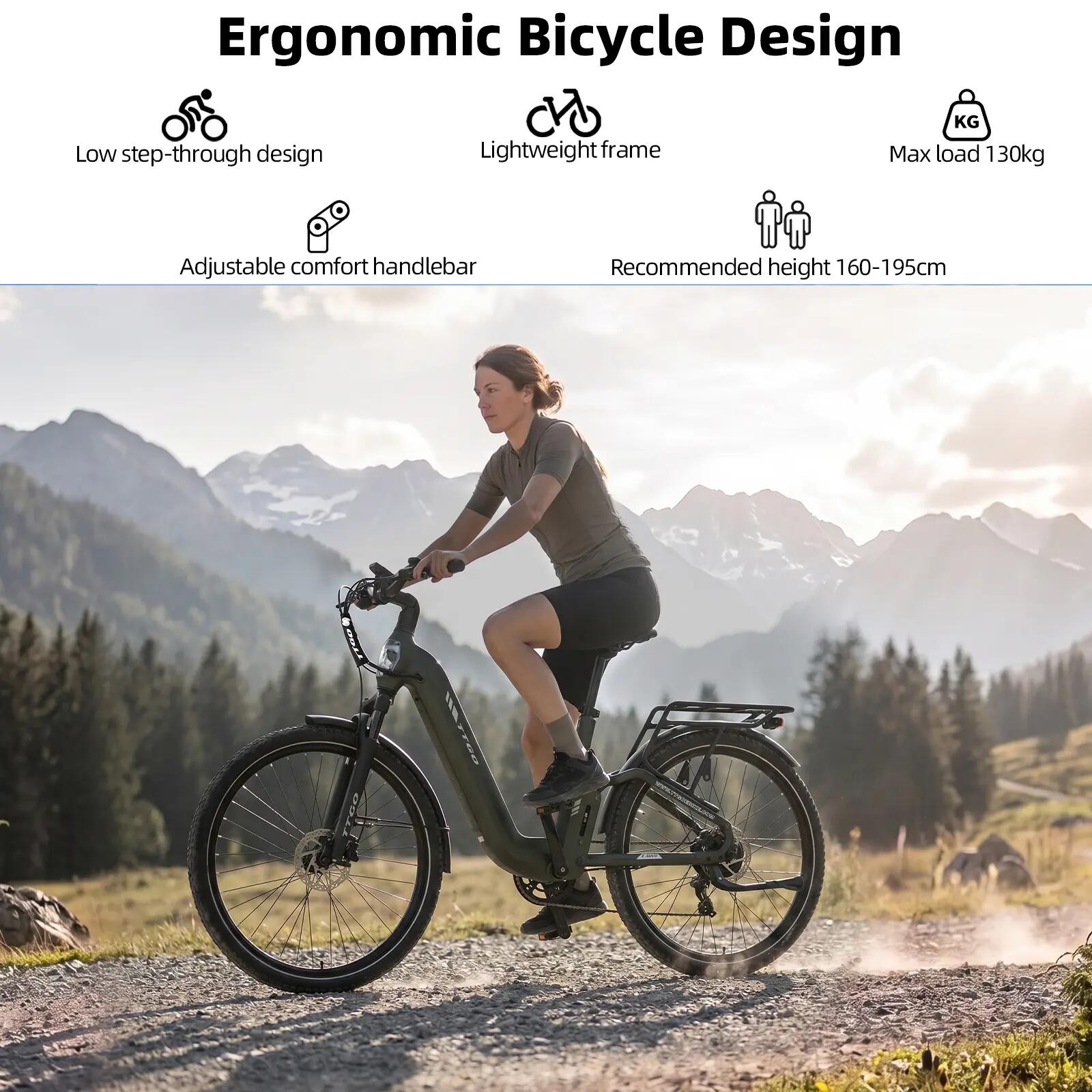 Bicicleta eléctrica urbana adulto TTGO E-SUVO motor 250W 120km autonomía máx 7/7