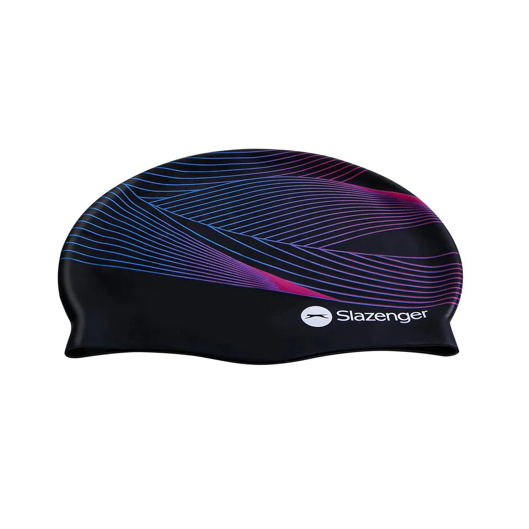 Cuffia Da Nuoto Logo Bambini Slazenger Nero Rosa Blu Stampa 5/5