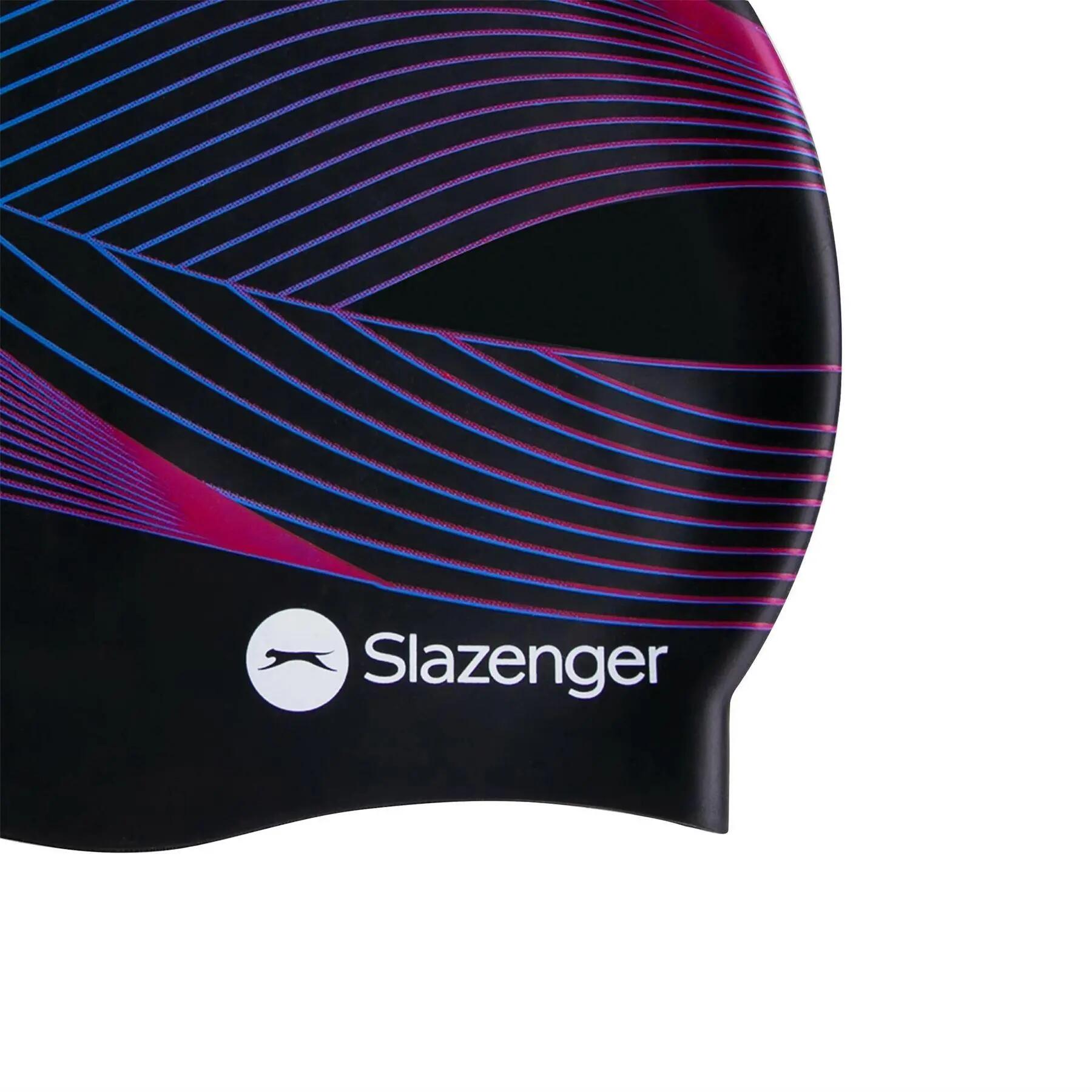 Cuffia Da Nuoto Logo Bambini Slazenger Nero Rosa Blu Stampa 4/5