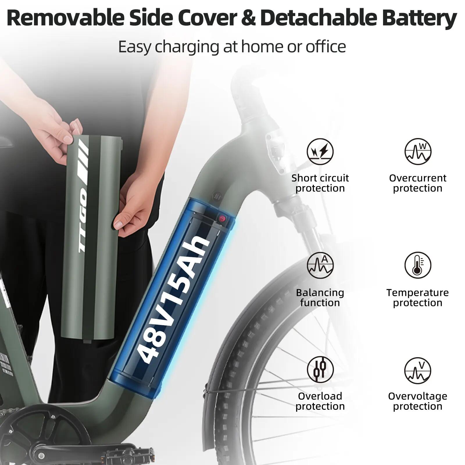 Bicicleta eléctrica urbana adulto TTGO E-SUVO motor 250W 120km autonomía máx 6/7