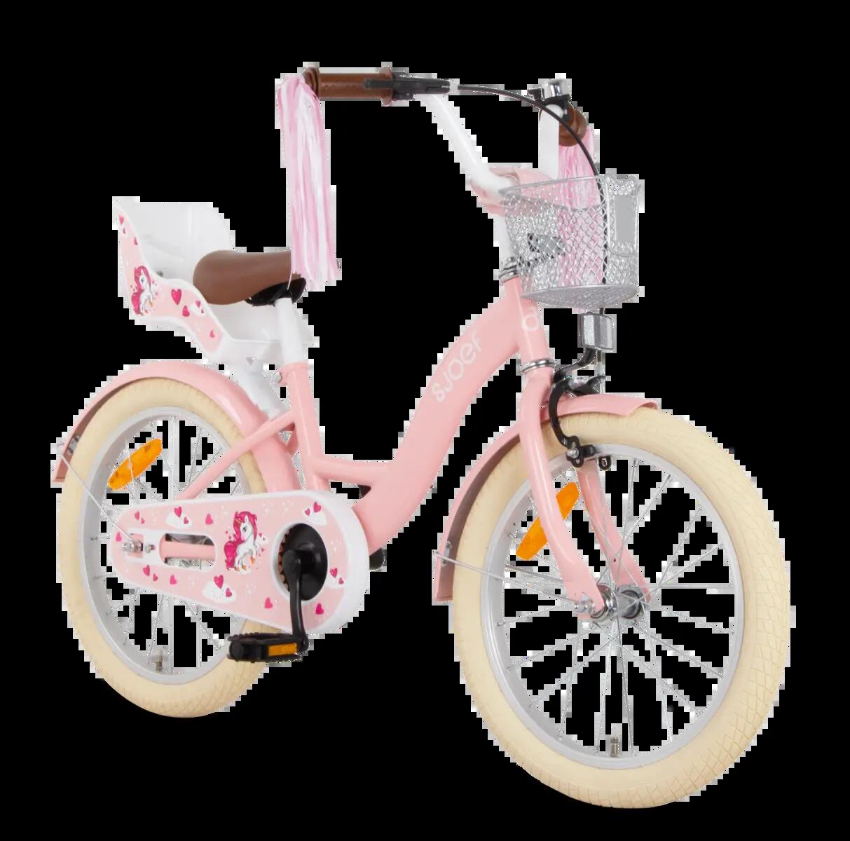Dolly Meisjesfiets 18 inch - Kinderfiets 5-7 jaar - Fiets & Standaard – Roze 6/7