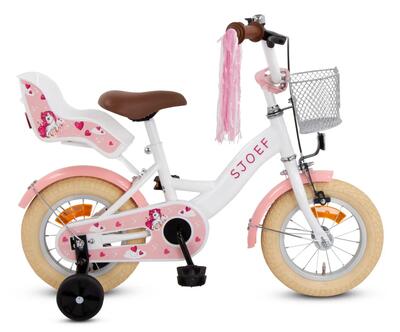 Sjoef dolly meisjesfiets 12 inch - 2-4 jaar - unicorn - roze