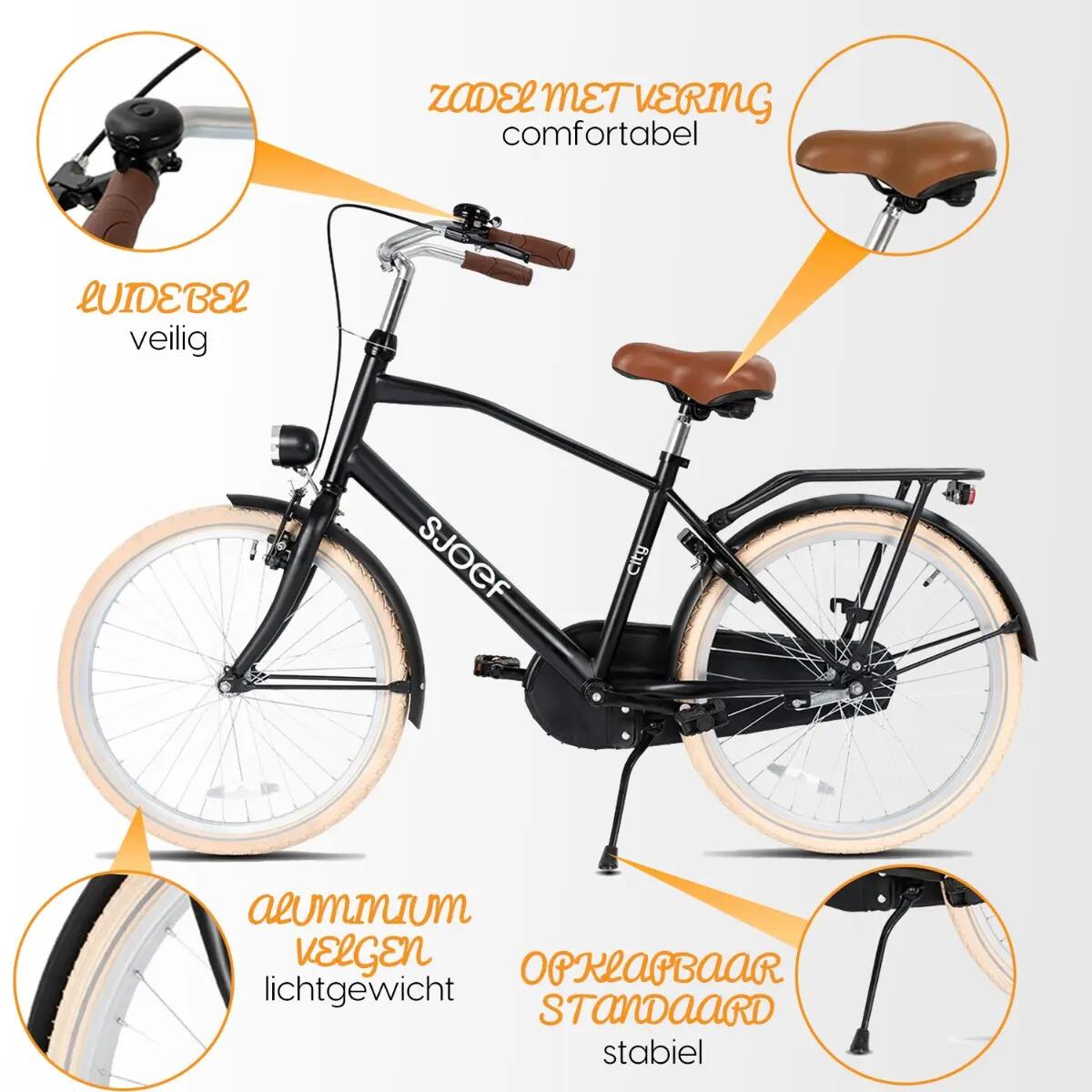 SJOEF City Jongensfiets 26 inch - Mat Zwart 5/7