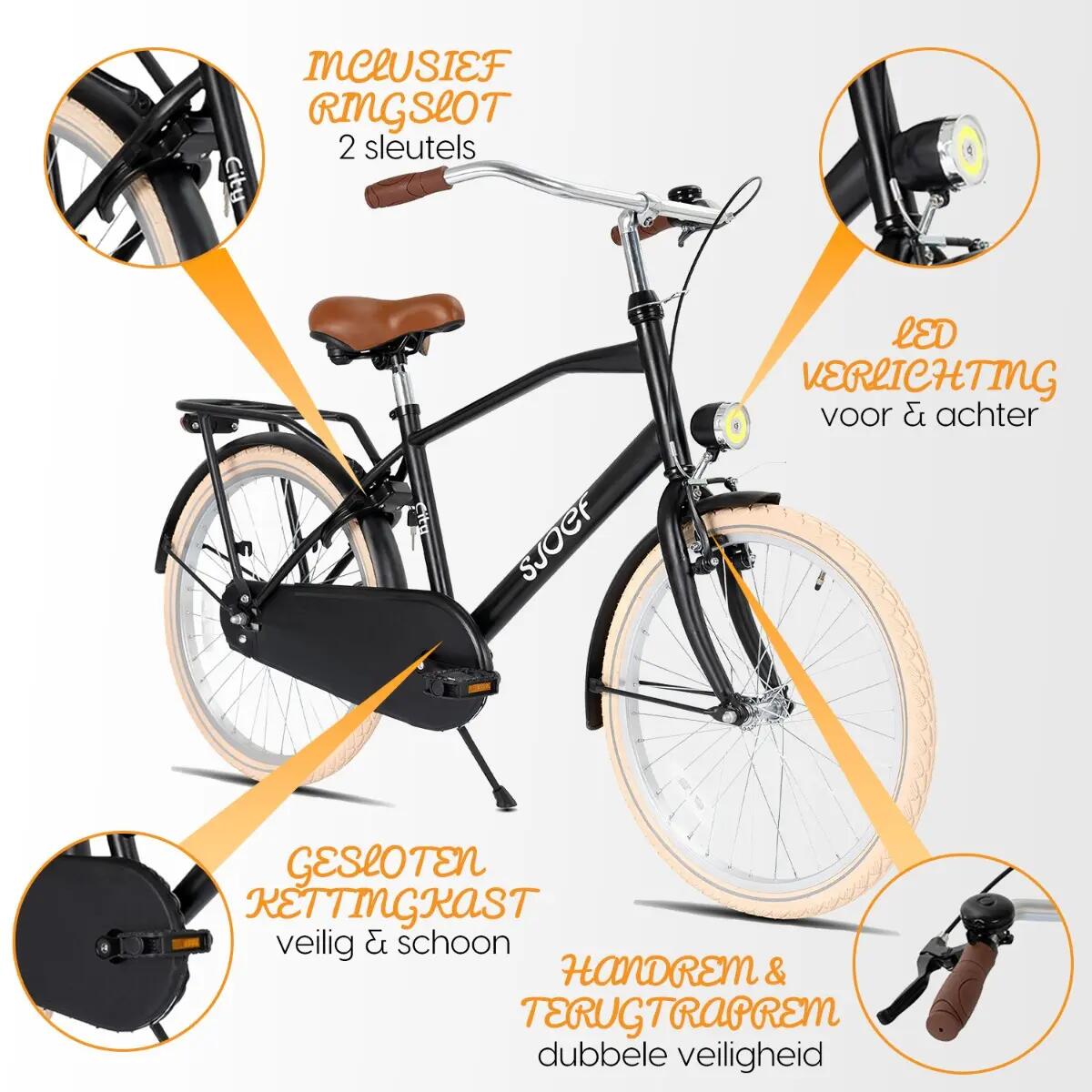 SJOEF City Jongensfiets 26 inch - Mat Zwart 4/7