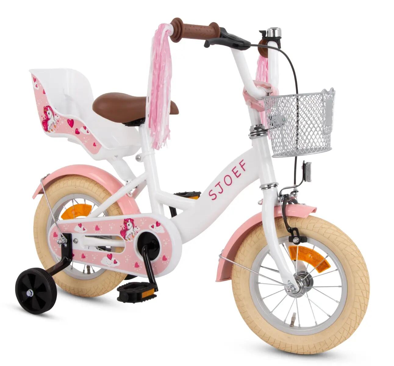 SJOEF Dolly Meisjesfiets 12 inch - 2-4 Jaar - Unicorn - Wit 6/7