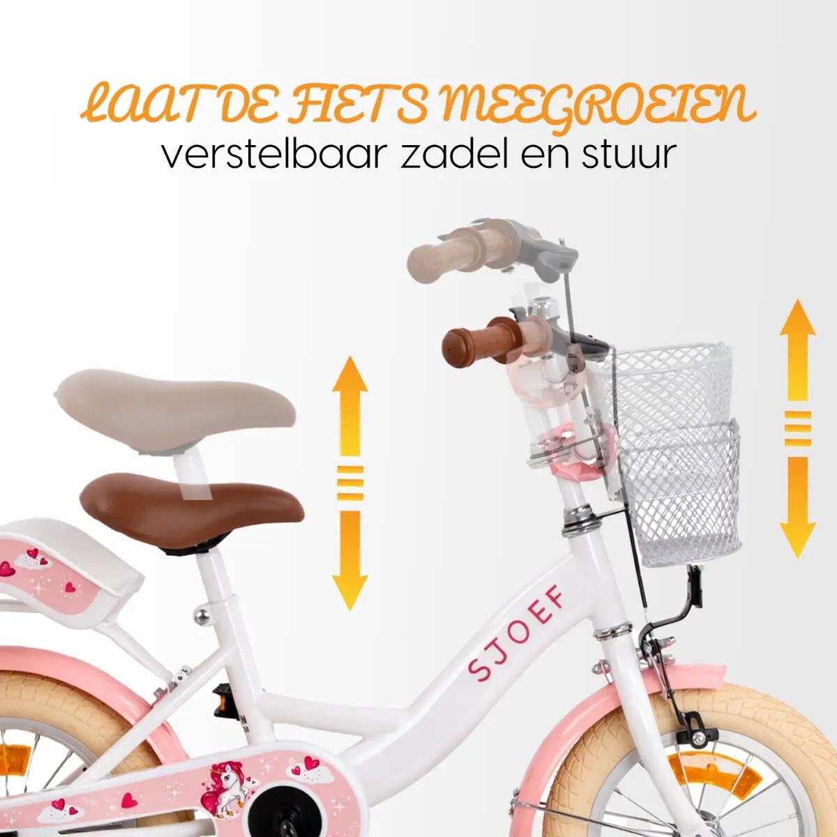 SJOEF Dolly Meisjesfiets 12 inch - 2-4 Jaar - Unicorn - Wit 3/7