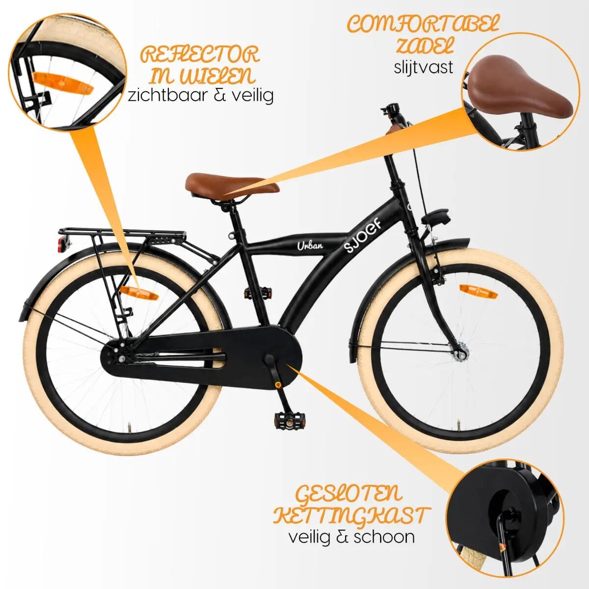 SJOEF Urban Jongensfiets 24 inch - Mat Zwart 5/7