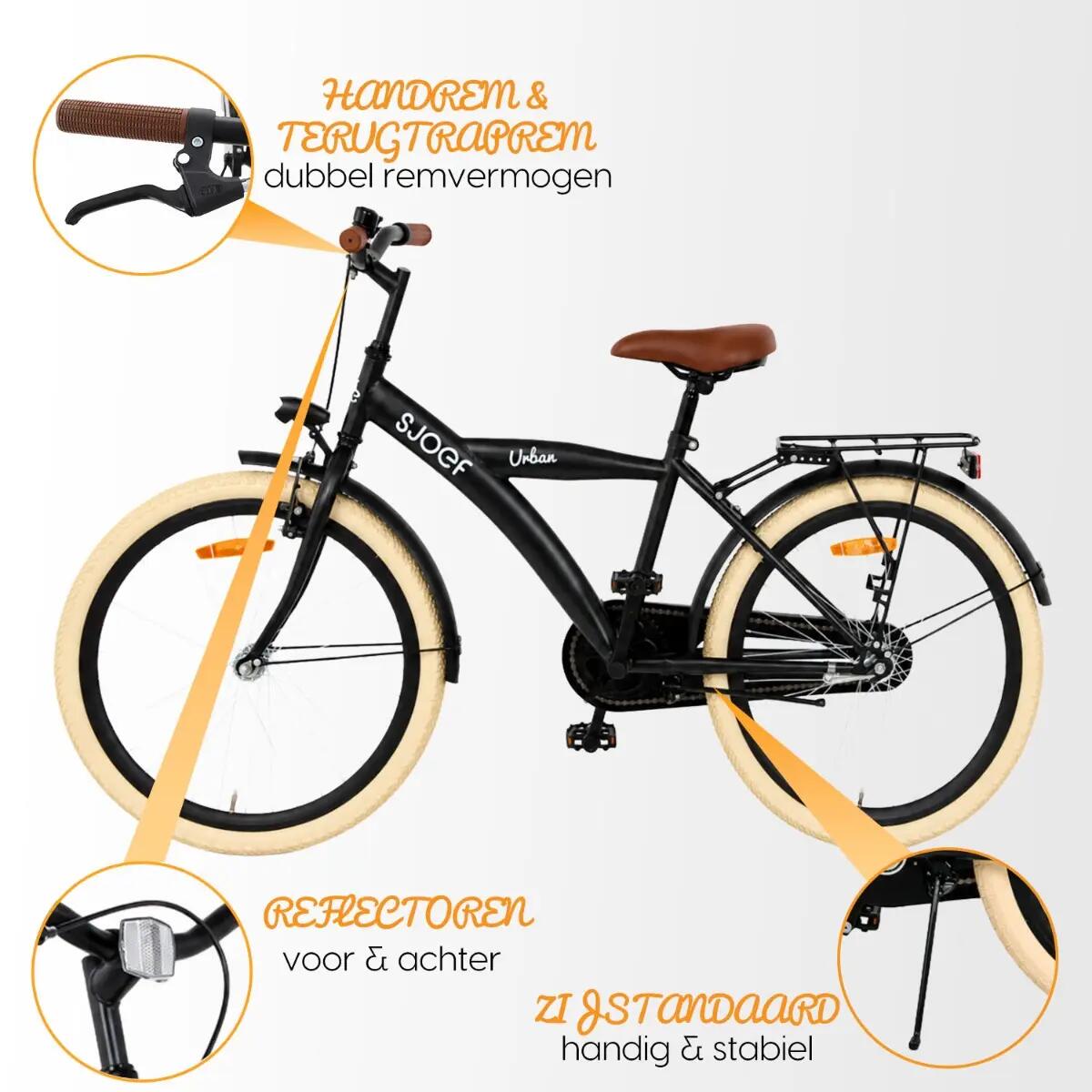SJOEF Urban Jongensfiets 24 inch - Mat Zwart 4/7