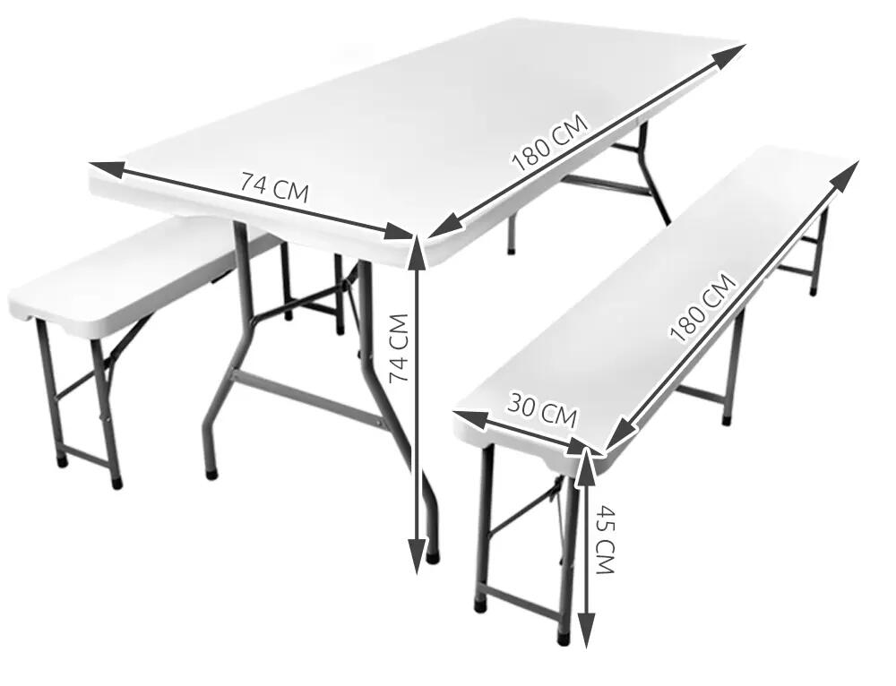 Składany Stół Kempingowy ISO TRADE, 180CM z 2 ławkami 2/5