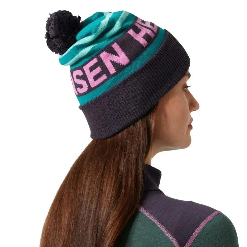 Gorro Multicolor Helly Hansen Ridgeline Beanie Signal Green con Pompón de Estil 3/4