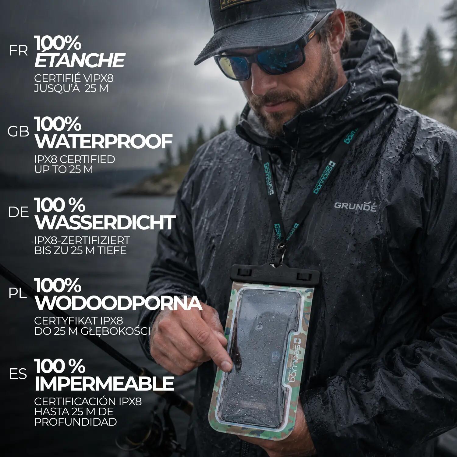 Bolsa impermeável para telemóvel Camo IPX8 – Caça & Pesca 3/15