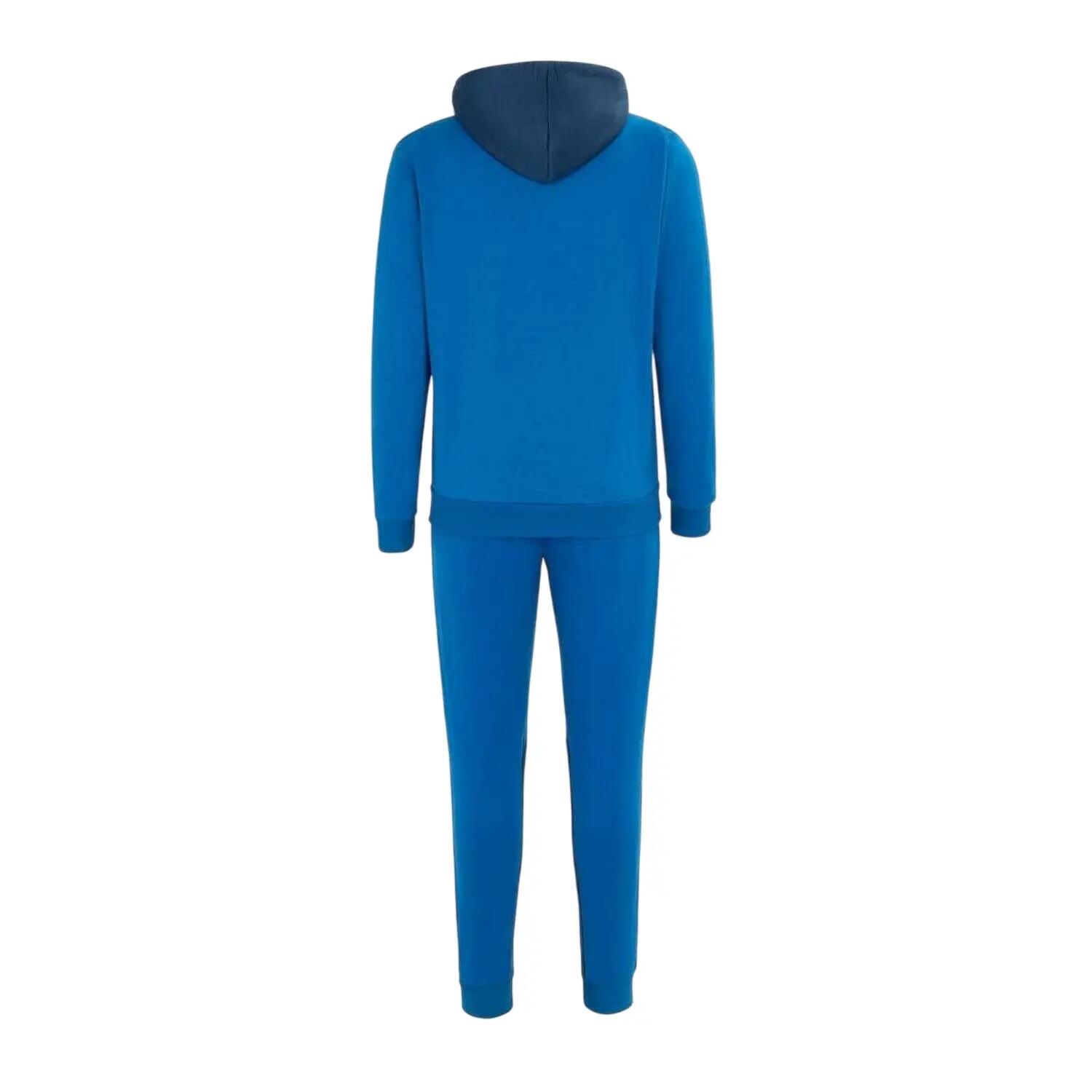 Mens Two Tone Cotton Blend Workout Tracksuit (Royal Blue/Navy) 2/4