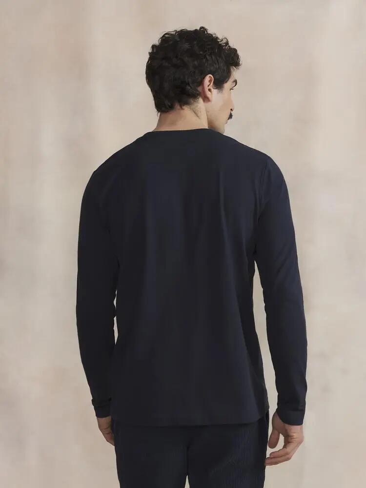 T-shirt long - Homme - Col rond - KYSONLON - Bleu marine 4/5
