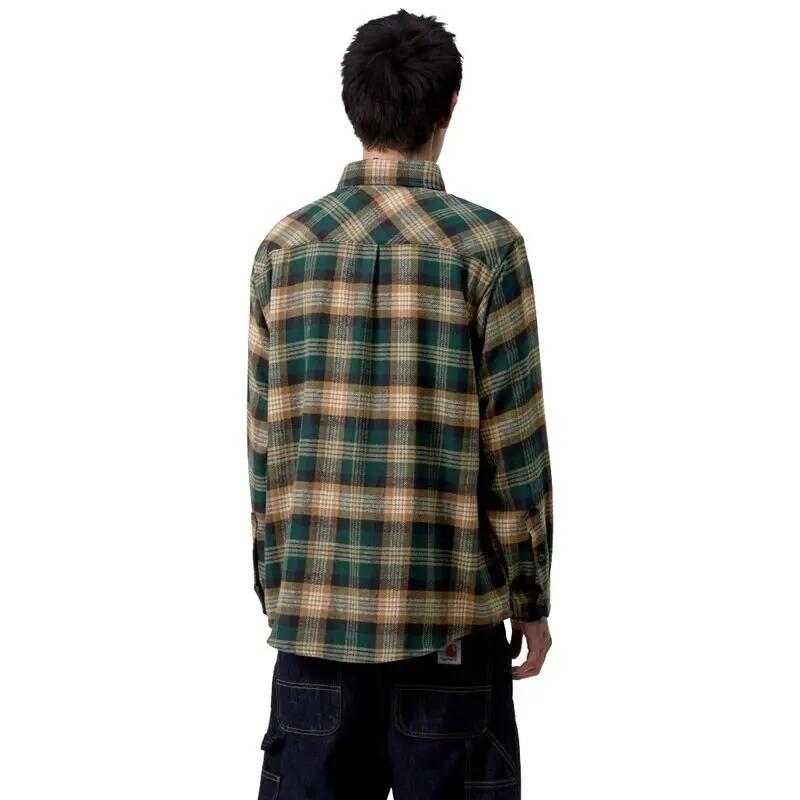 Camisa de Cuadros Carhartt Dern Shirt Dern Check, Hamilton Brown de Corte Holga 4/5