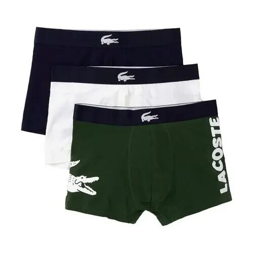 Pack 3 Calzoncillos Lacoste Stretch Cotton Logo Verde Blanco Azul Marino Cómodo 5/5