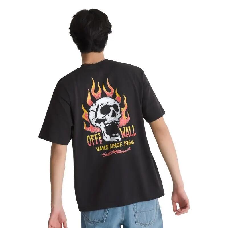 Camiseta Negra Vans Off The Wall Fever T-Shirt Black de Corte Holgado y Estilo 4/5