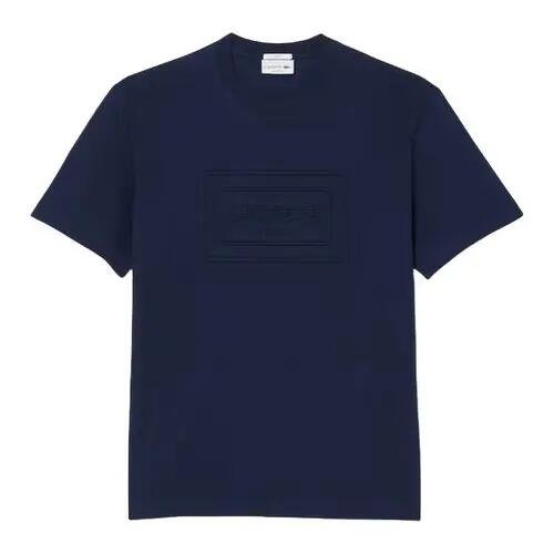 Camiseta Azul Marino Lacoste Unisex con Marca en Relieve de Corte Clásico y Amp 4/4