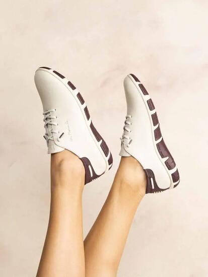 Baskets - Lifestyle - Femme - Cuir, lacets élastiques - JAZLACE - Blanc/écru