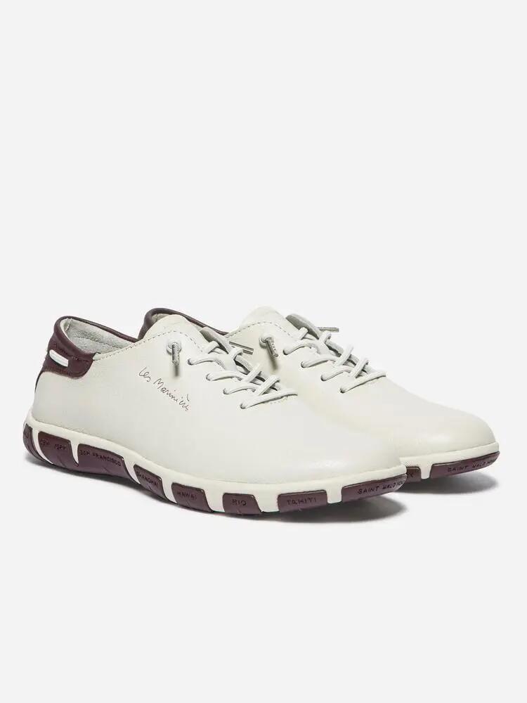 Baskets - sport - femme - cuir, lacets élastiques - JAZLACE - blanc/ecru 5/5