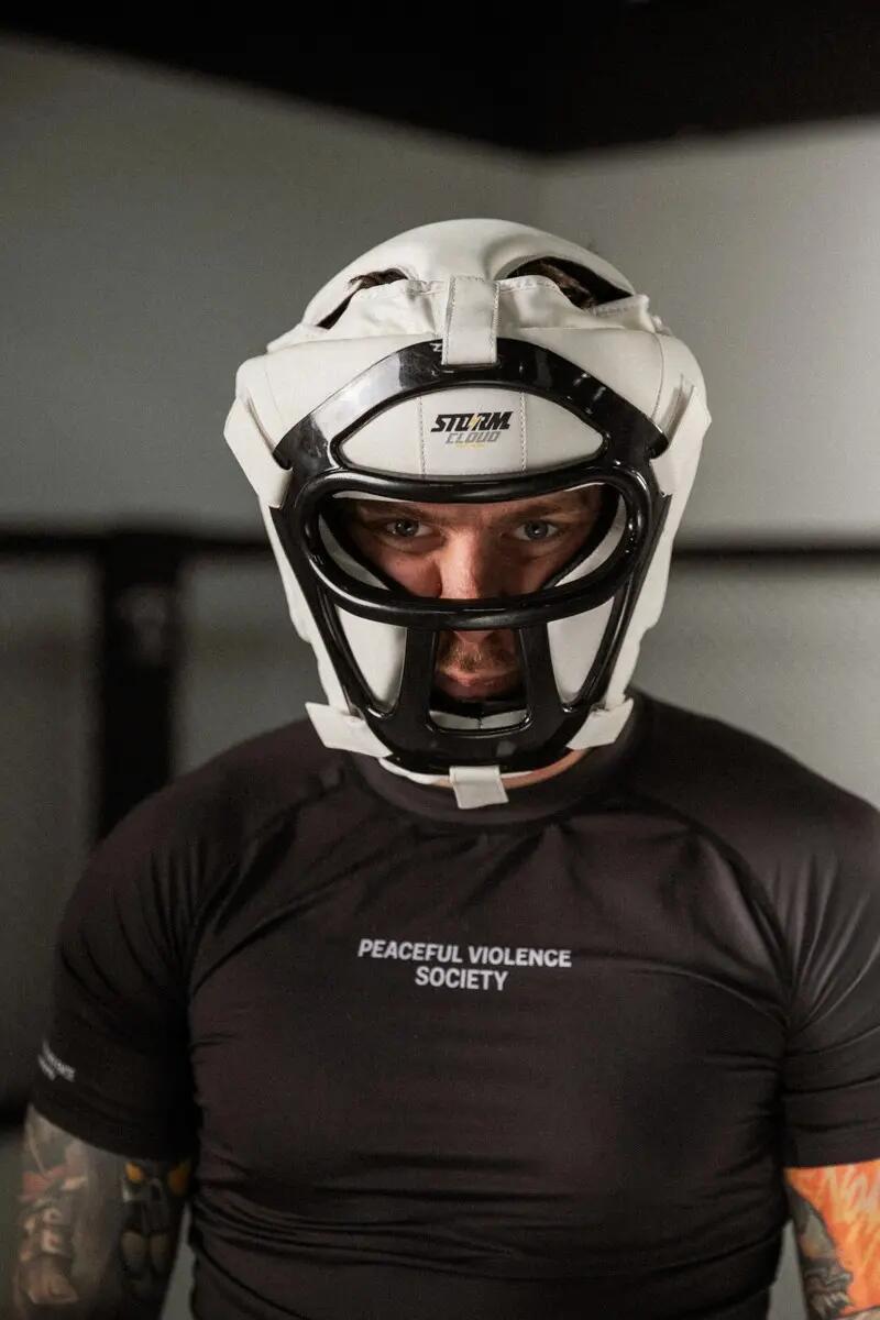 Casco de boxeo StormCloud HG1 con rejilla, blanco, talla grande 4/7