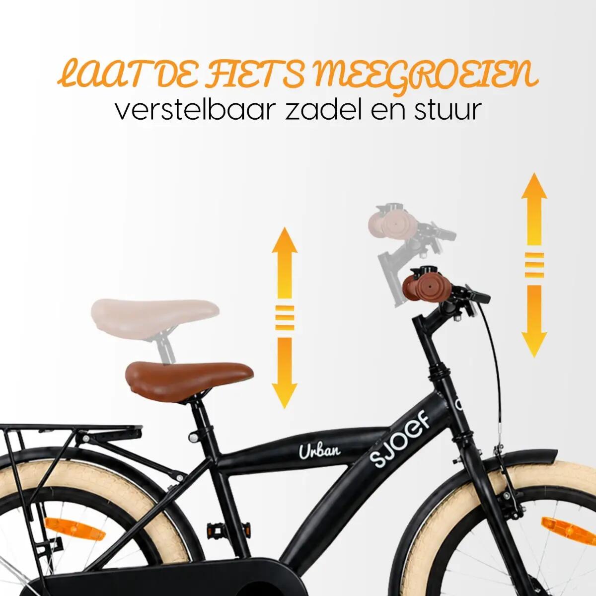 Urban Kinderfiets 20 inch - Jongensfiets 6-8 jaar - 95% afgemonteerd - Zwart 5/12