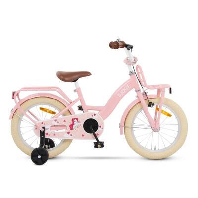 Classic meisjesfiets 16 inch - kinderfiets 4-6 jaar - rekje & zijwieltjes – roze