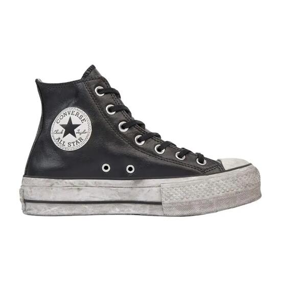 Zapatillas Converse Negras Lift All Star Platform Black Leather Smoke Ligeras