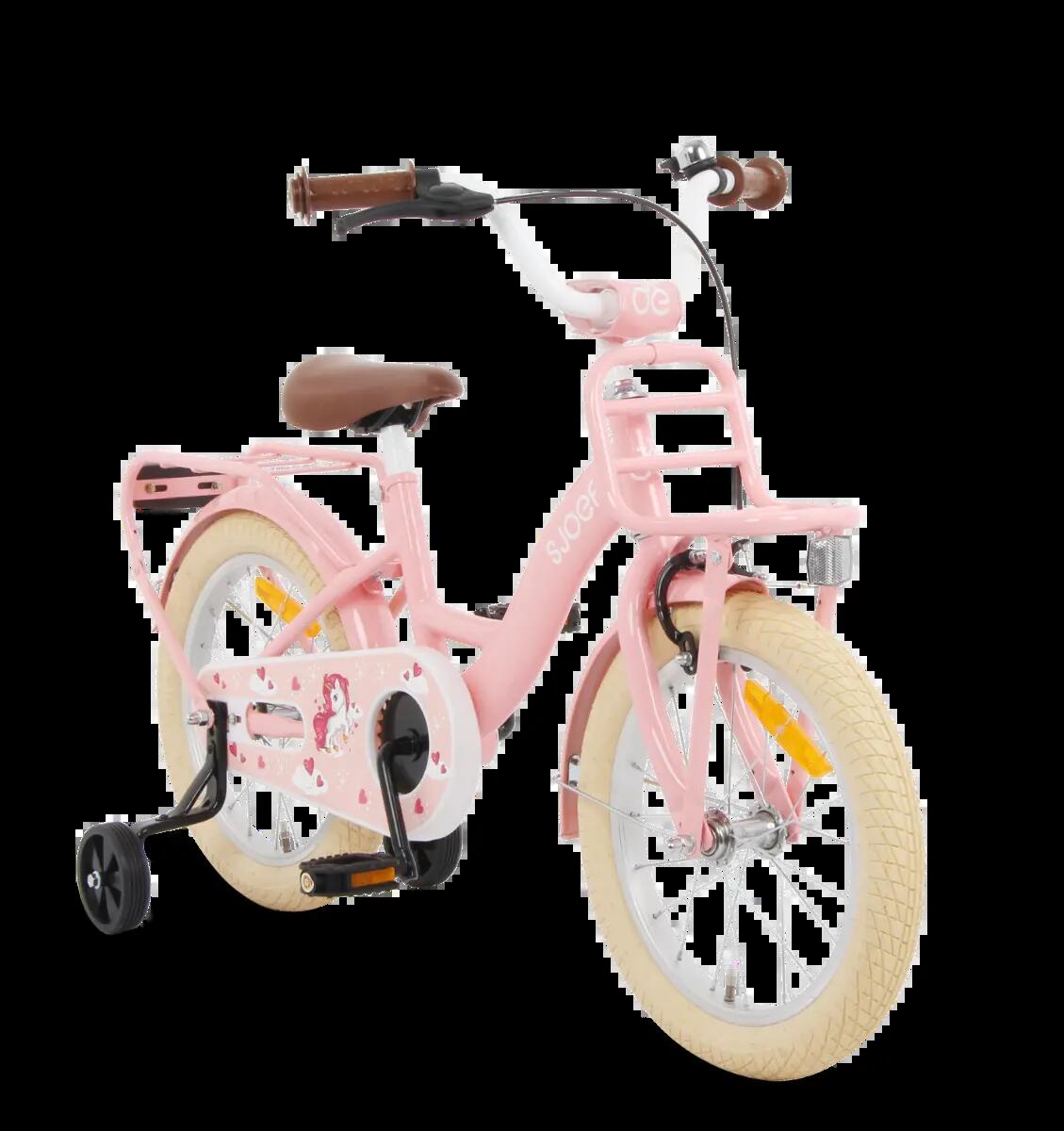 SJOEF Classic Meisjesfiets 16 inch - 4-6 Jaar - Unicorn - Roze 6/7
