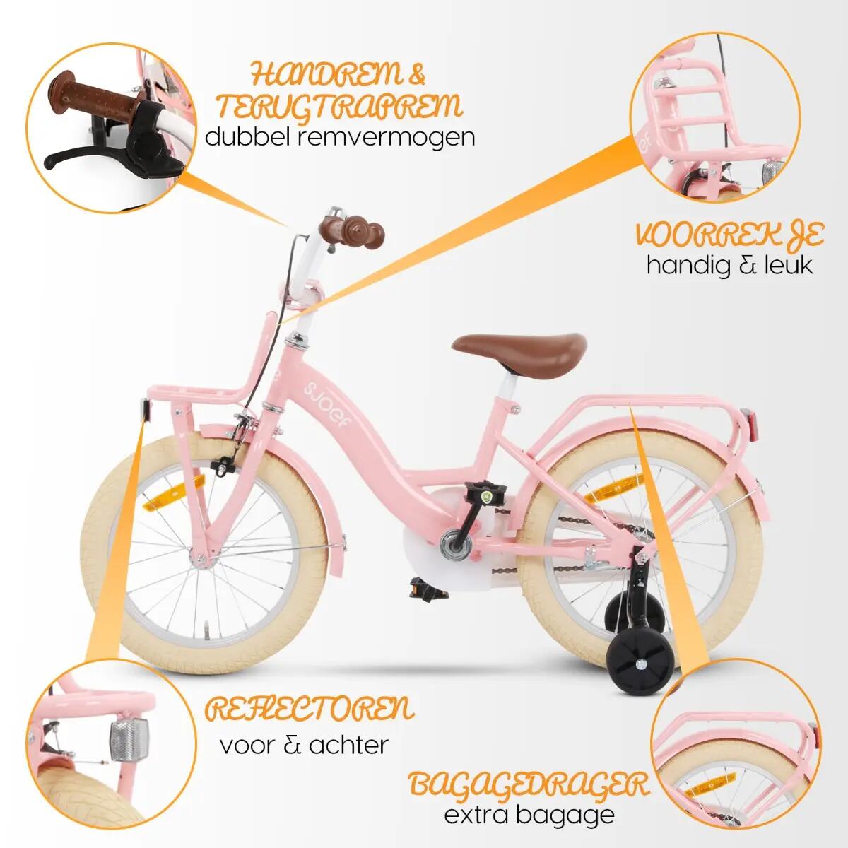 SJOEF Classic Meisjesfiets 16 inch - 4-6 Jaar - Unicorn - Roze 4/7