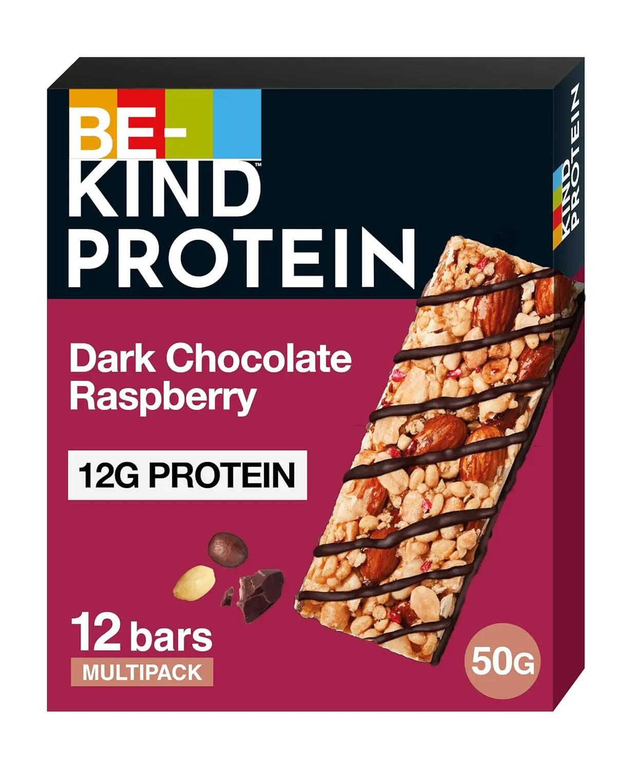 BE-KIND Protein Riegel Dark Chocolate Raspberry 2x12x50g unterwegs & Training 2/6