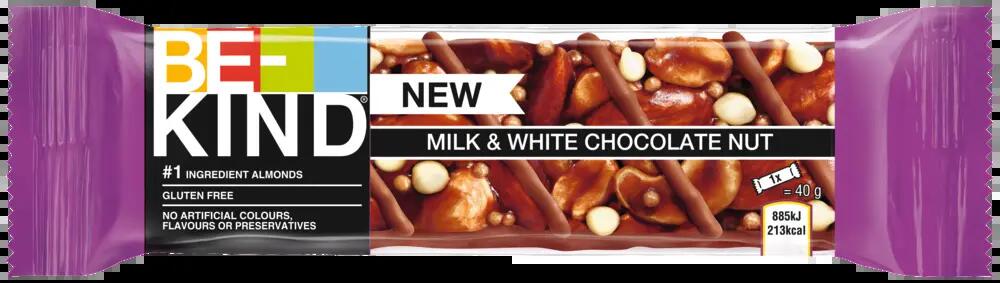 BE-KIND MilkWhite Chocolate Nut 6x12x40g Nussriegel für unterwegs & Training 3/3
