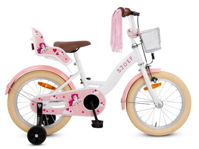 Dolly meisjesfiets 16 inch - kinderfiets 4-6 jaar - fiets & zijwieltjes – wit