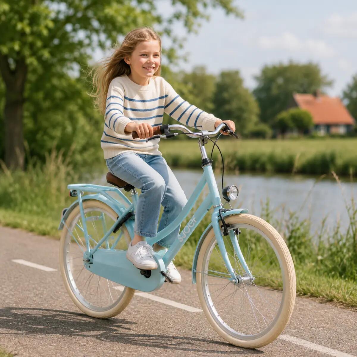 City Meisjesfiets 22 inch - Kinderfiets 7-9 jaar - Fiets met Verlichting - Blauw 3/10
