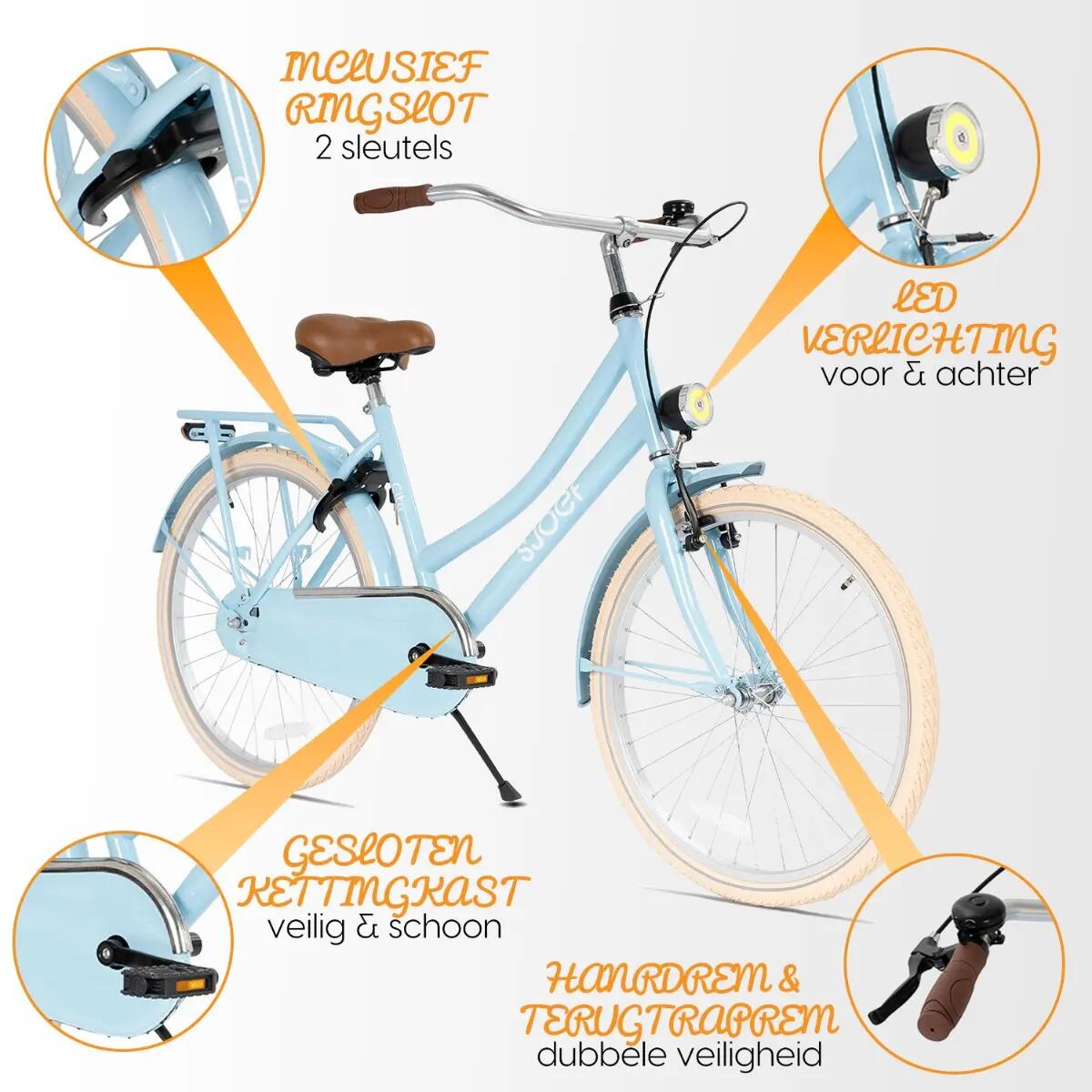 City Meisjesfiets 26 inch - Kinderfiets 10-14 jaar - Fiets & Verlichting – Blauw 7/11