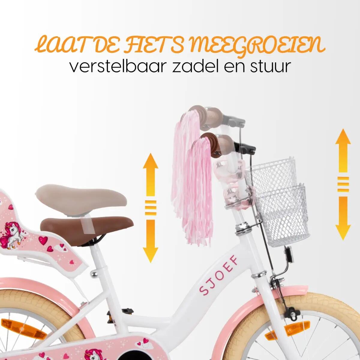 SJOEF Dolly Meisjesfiets 16 inch - 4-6 Jaar - Unicorn - Wit 3/7