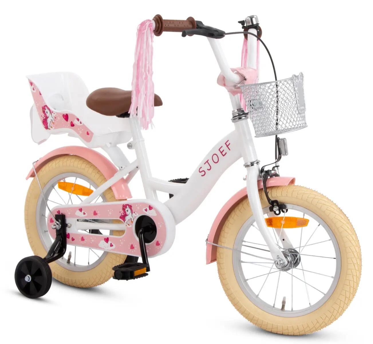 SJOEF Dolly Meisjesfiets 14 inch - 3-5 jaar - Unicorn - Wit 6/7