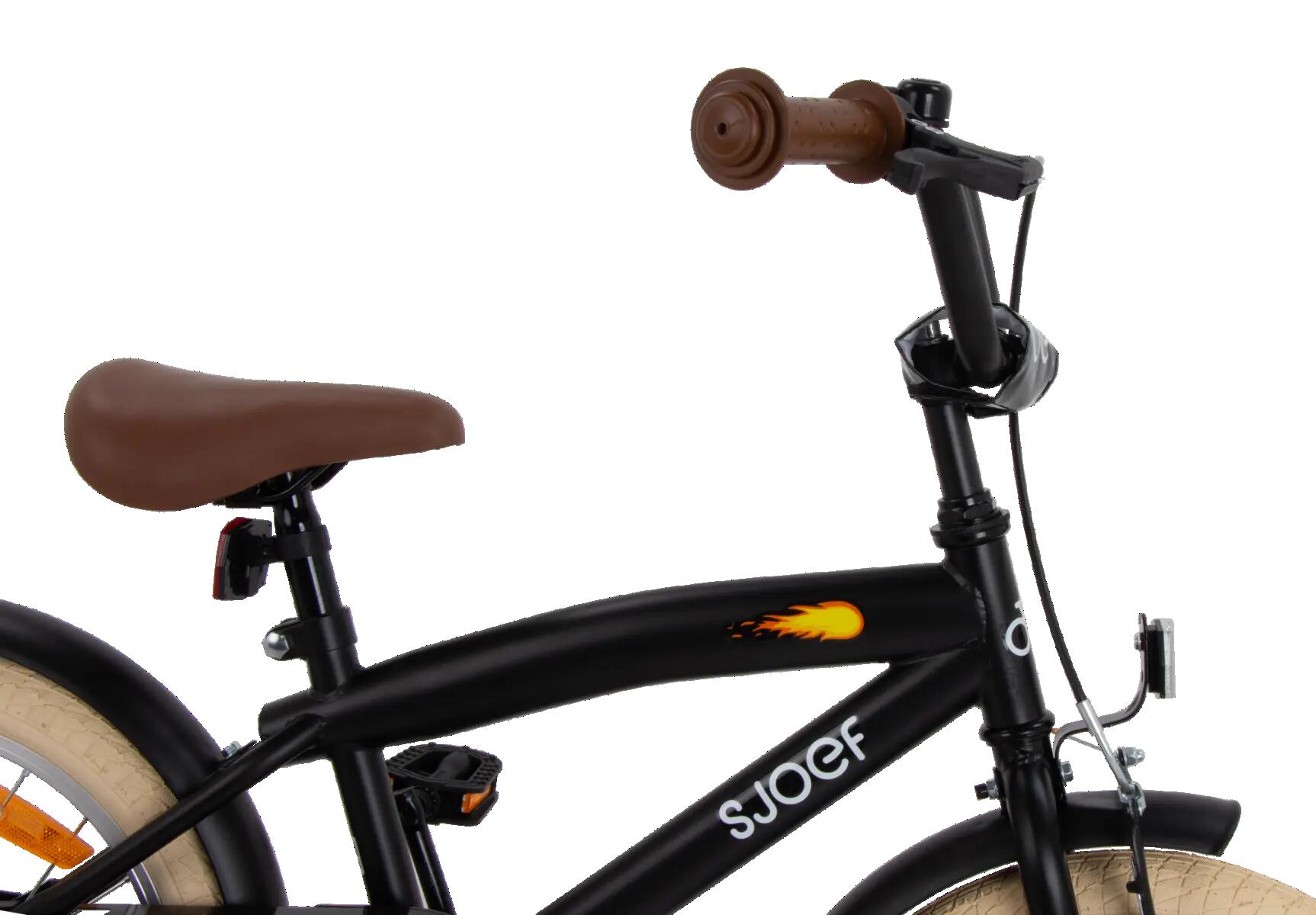 Cruise Jongensfiets 16 inch - Kinderfiets 4-6 jaar - Fiets & Zijwieltjes – Zwart 10/14