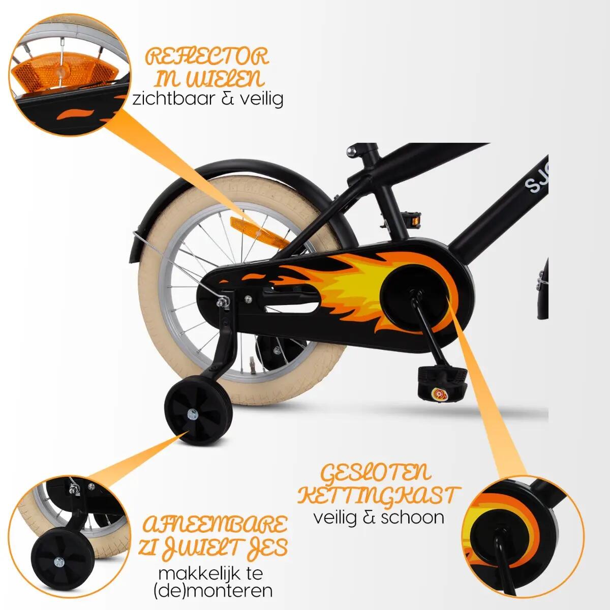 Cruise Jongensfiets 16 inch - Kinderfiets 4-6 jaar - Fiets & Zijwieltjes – Zwart 7/14