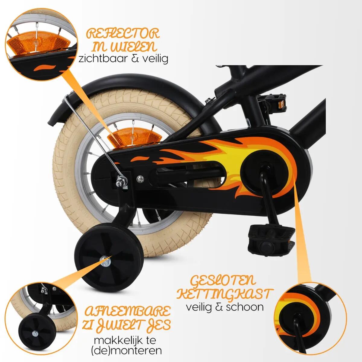 SJOEF Cruise Jongensfiets 12 inch - Mat Zwart 5/7