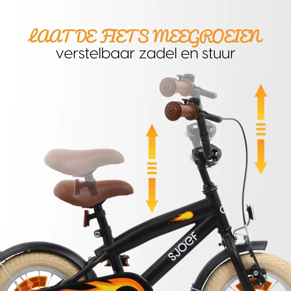 SJOEF Cruise Jongensfiets 12 inch - Mat Zwart 3/7