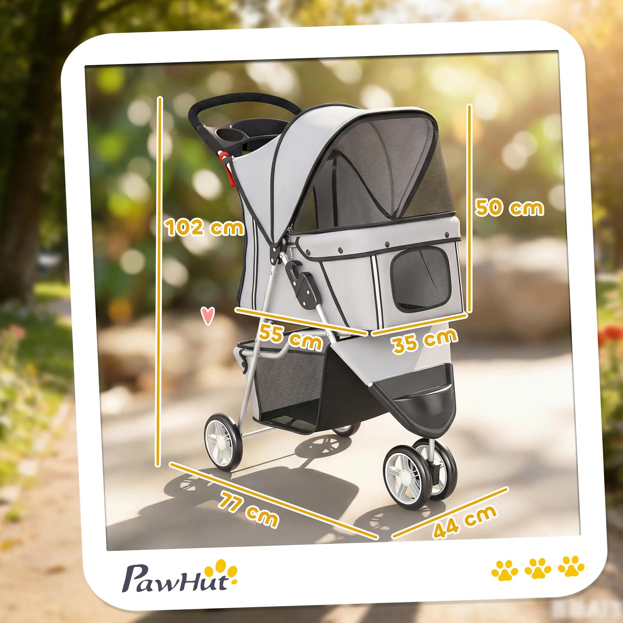 Carrinho para Cães PawHut Tecido Oxford, Aço Cinzento Claro 3/8