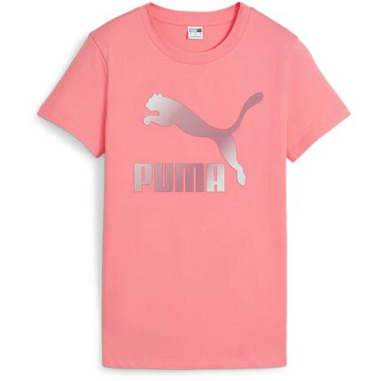 T-shirt Puma Classics Shiny Logo Tee S, Rose, Femmes