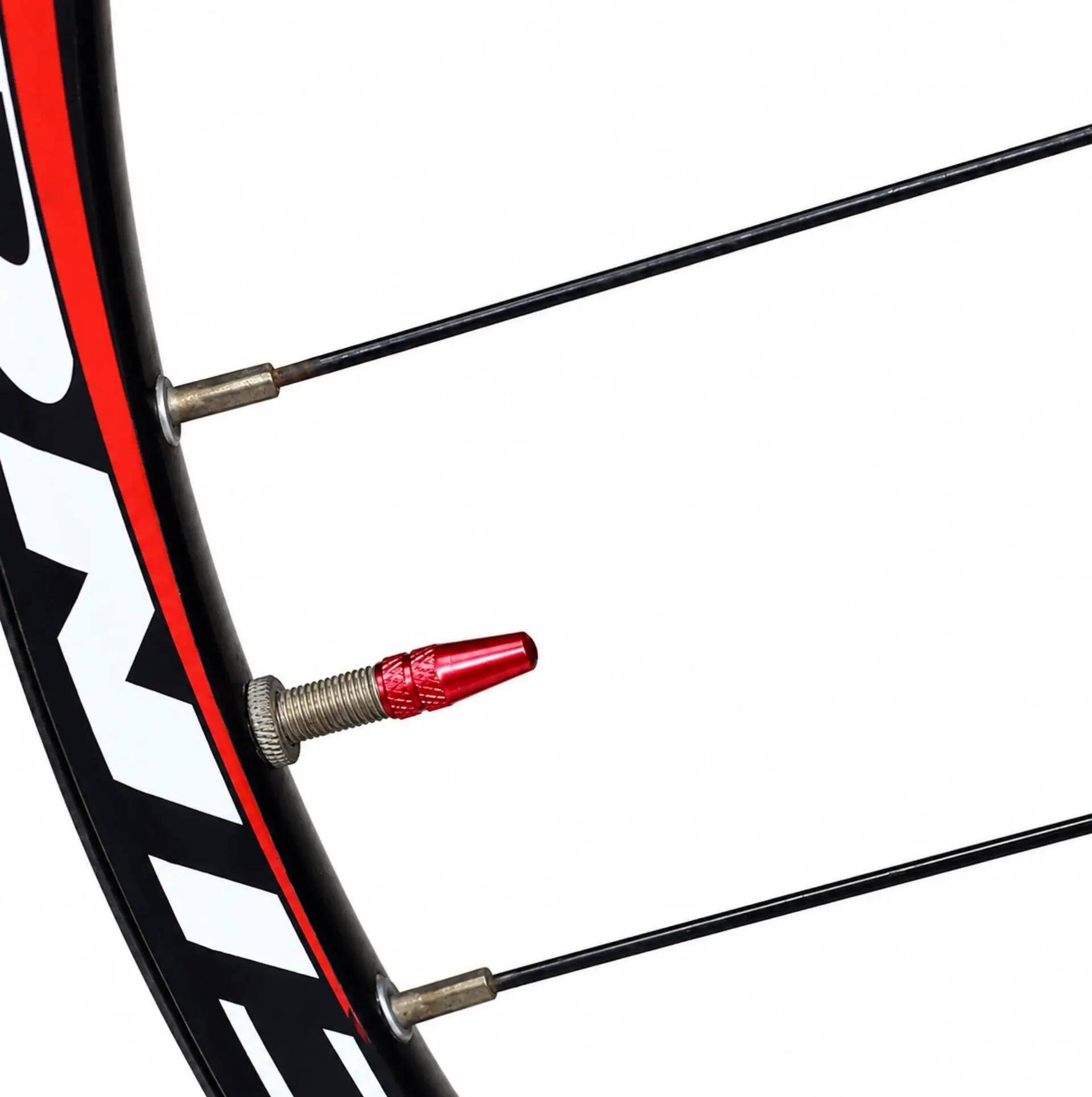 Bouchons de valve Presta vélo alliage aluminium - Rouge - lot de 4 2/3