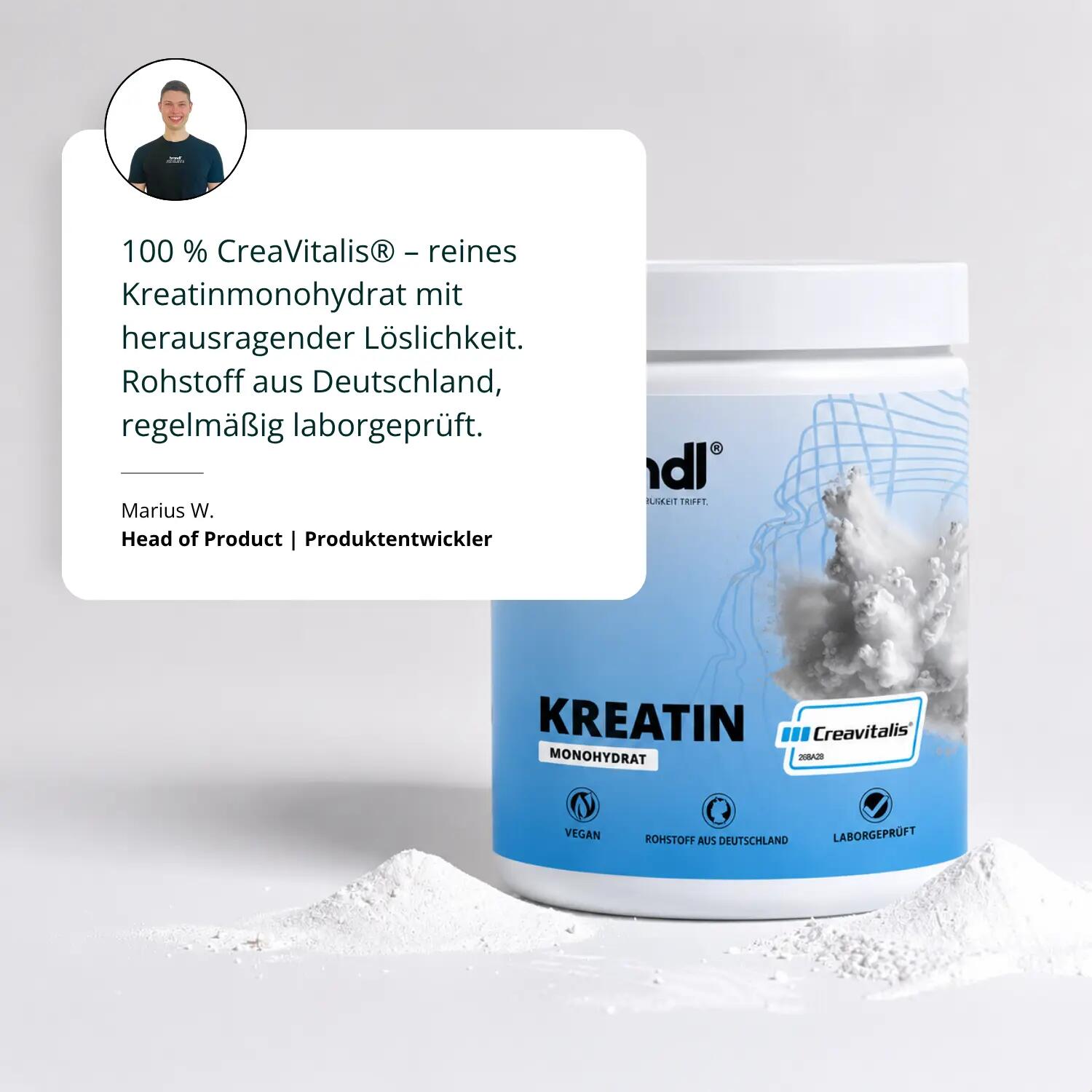 Kreatin Creavitalis® Kreatin Monohydrat Pulver 300g | 100% Made in Germany 5/8