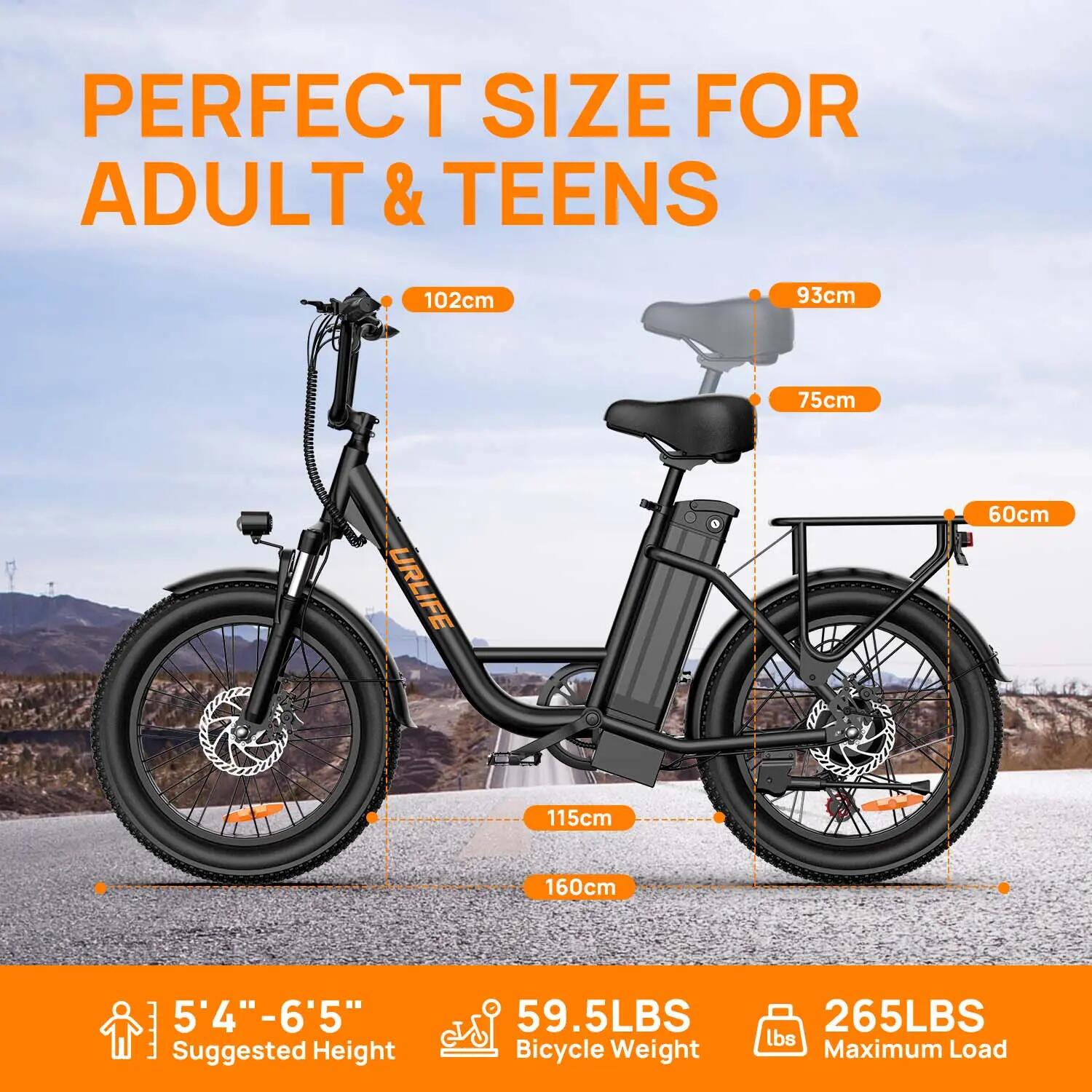 Elektrické mestské bicykle, URLIFE E20, pneumatiky 20 palcov, batéria 48V13AH 7/10