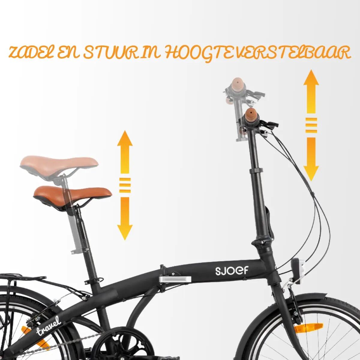 SJOEF Travel Vouwfiets 20 inch | 6 Shimano Versnellingen | Mat Zwart 3/7