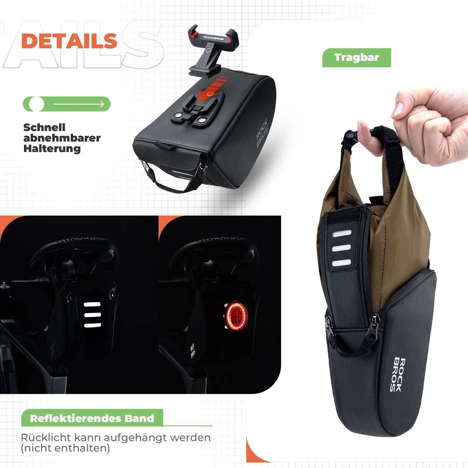 ROCKBROS Fahrrad Satteltasche mit Eimertasche 5/7