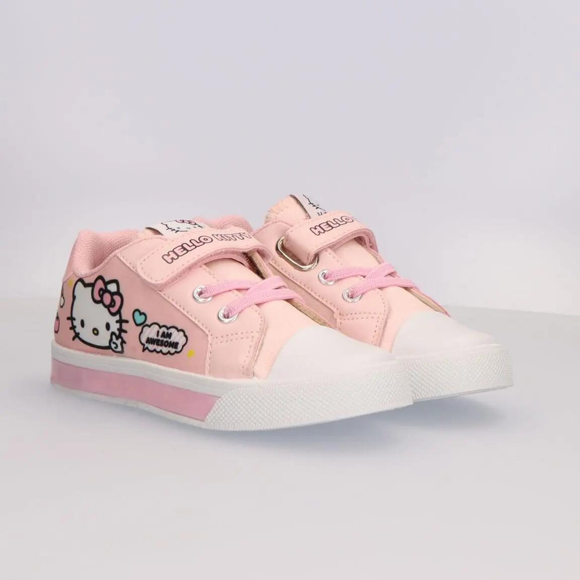 Sapatilhas de Lona com Luzes Hello Kitty Infantis, Antiderrapantes, cor-de-rosa 6/6