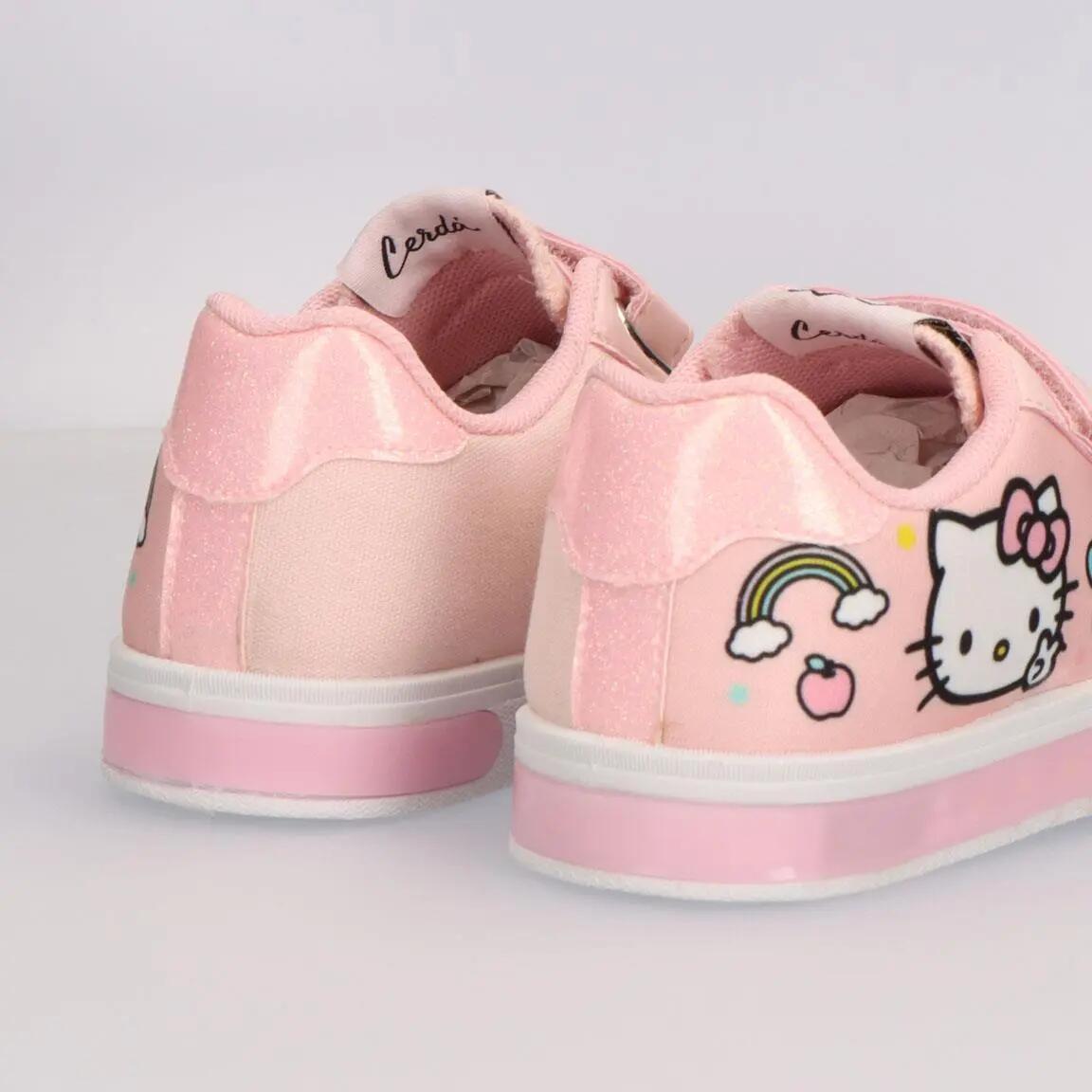 Sapatilhas de Lona com Luzes Hello Kitty Infantis, Antiderrapantes, cor-de-rosa 5/6