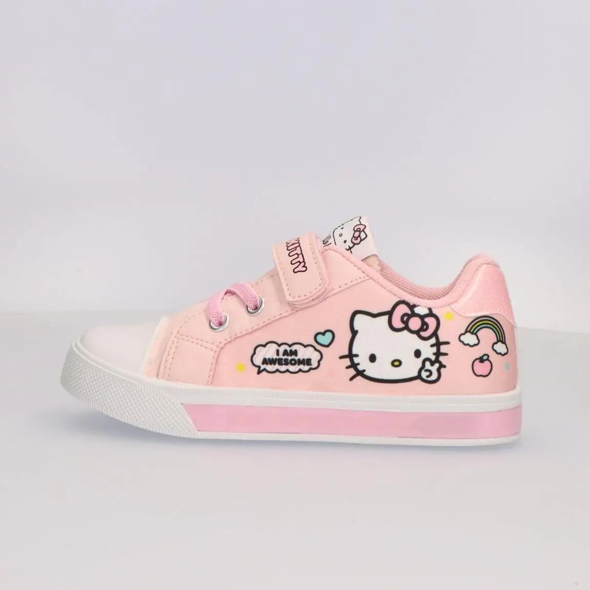 Sapatilhas de Lona com Luzes Hello Kitty Infantis, Antiderrapantes, cor-de-rosa 4/6
